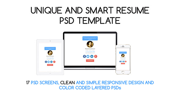 Modern Resume Website PSD